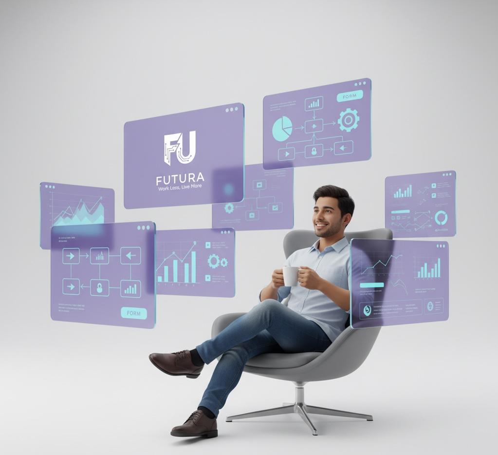 Dueño de PYME relajado mientras su operación parece correr en automático con FUTURA